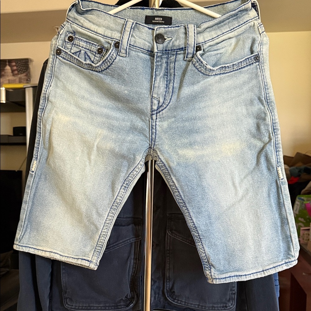 True Religion Light Blue Jean Shorts for Men